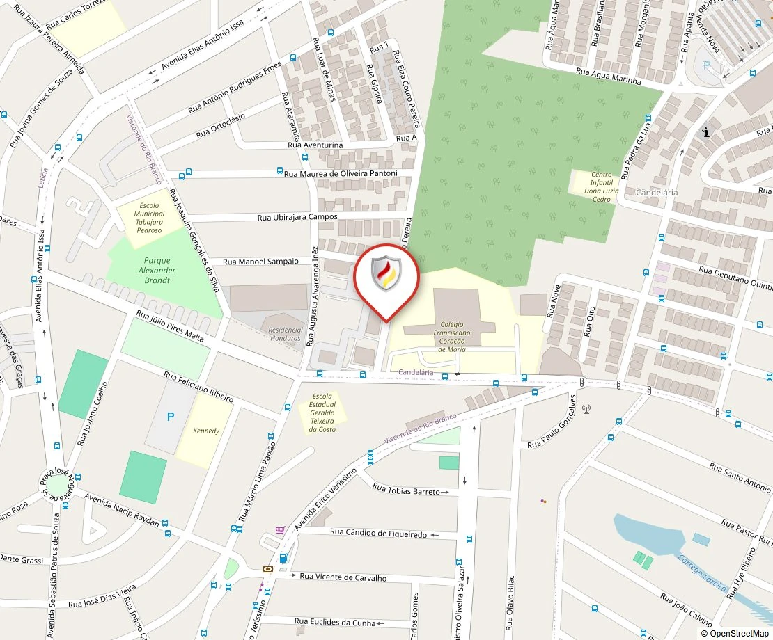 Mapa com a localização da sede, em Rua Corretor Juventino de Jesus, 135, Sta. Mônica, Belo Horizonte, MG